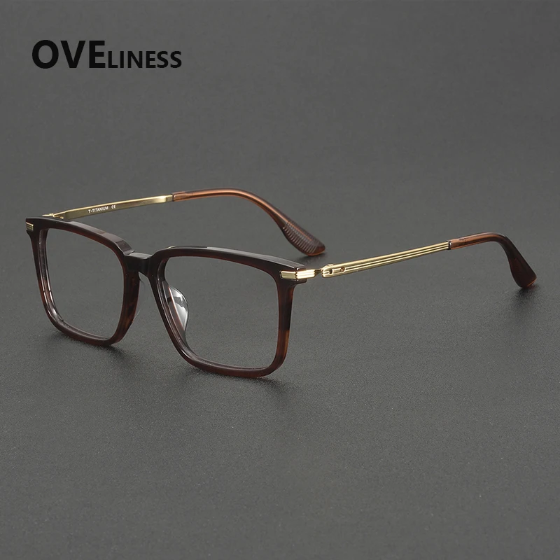 

Оправа для очков из ацетата и титана 2026: Модные квадратные очки для мужчин и женщин в винтажном японском стиле от известного бренда