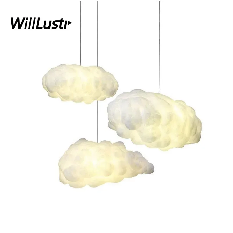 

Cloud Pendant Light PVC Cotton Suspension Lamp Hotel Living Dining Table Kids Room Store Mall Hanging Ceiling Chandelier