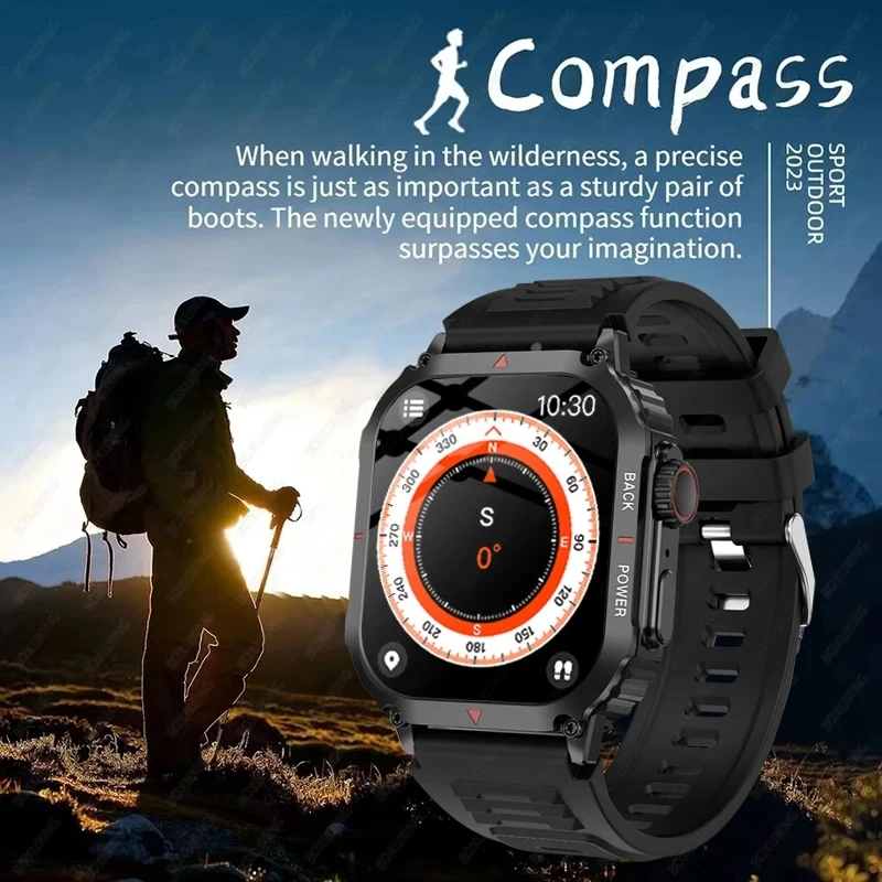 2024 New For Huawei Xiaomi GPS Track Rugged Military Smart Watch Men AMOLED HD Screen IP68 Waterproof Bluetooth Call SmartWatch