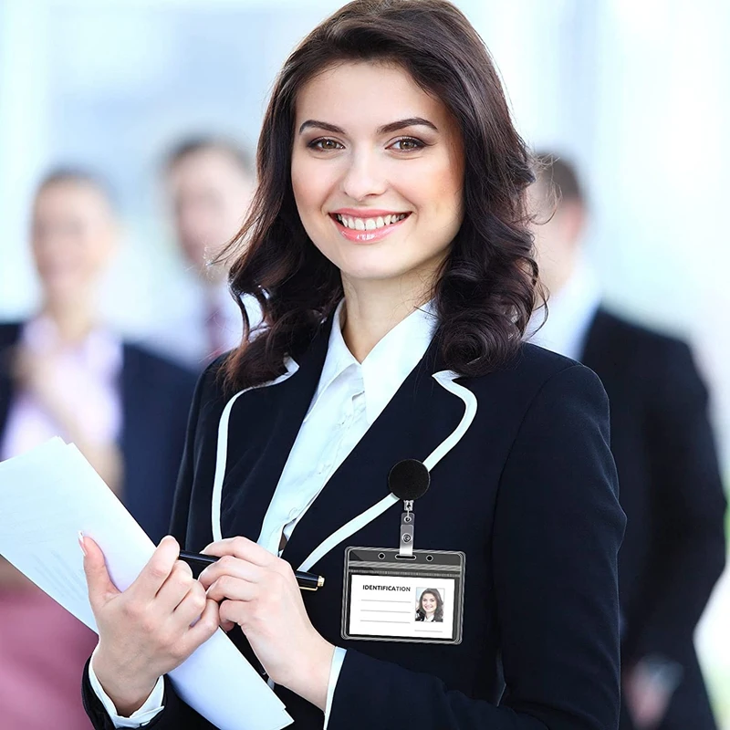 50Pcs/Pack Horizontal Transparent PVC Plastic ID Card Badge Holder With Zipper Id Holder Office Supplies