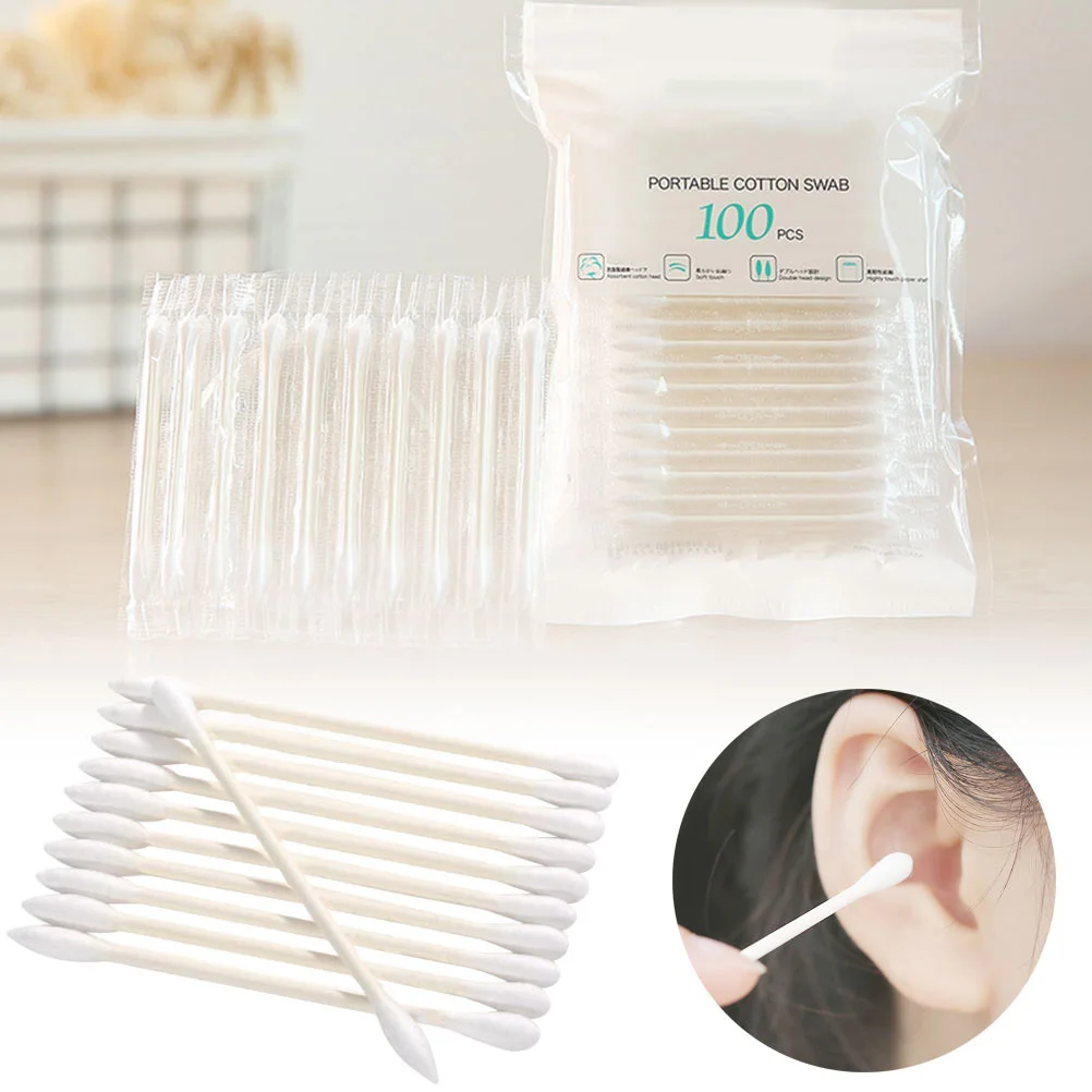 500 قطعة من مسحات القطن للاستعمال مرة واحدة، عصا ورقية مزدوجة الرؤوس، تنظيف الأذن، أعواد قطنية دقيقة للاستخدام الطبي #5