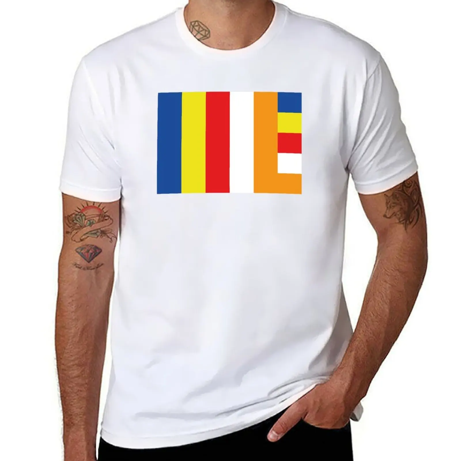 

Buddhist Flag T-Shirt man tshirt man t shirt cotton T-Shirt