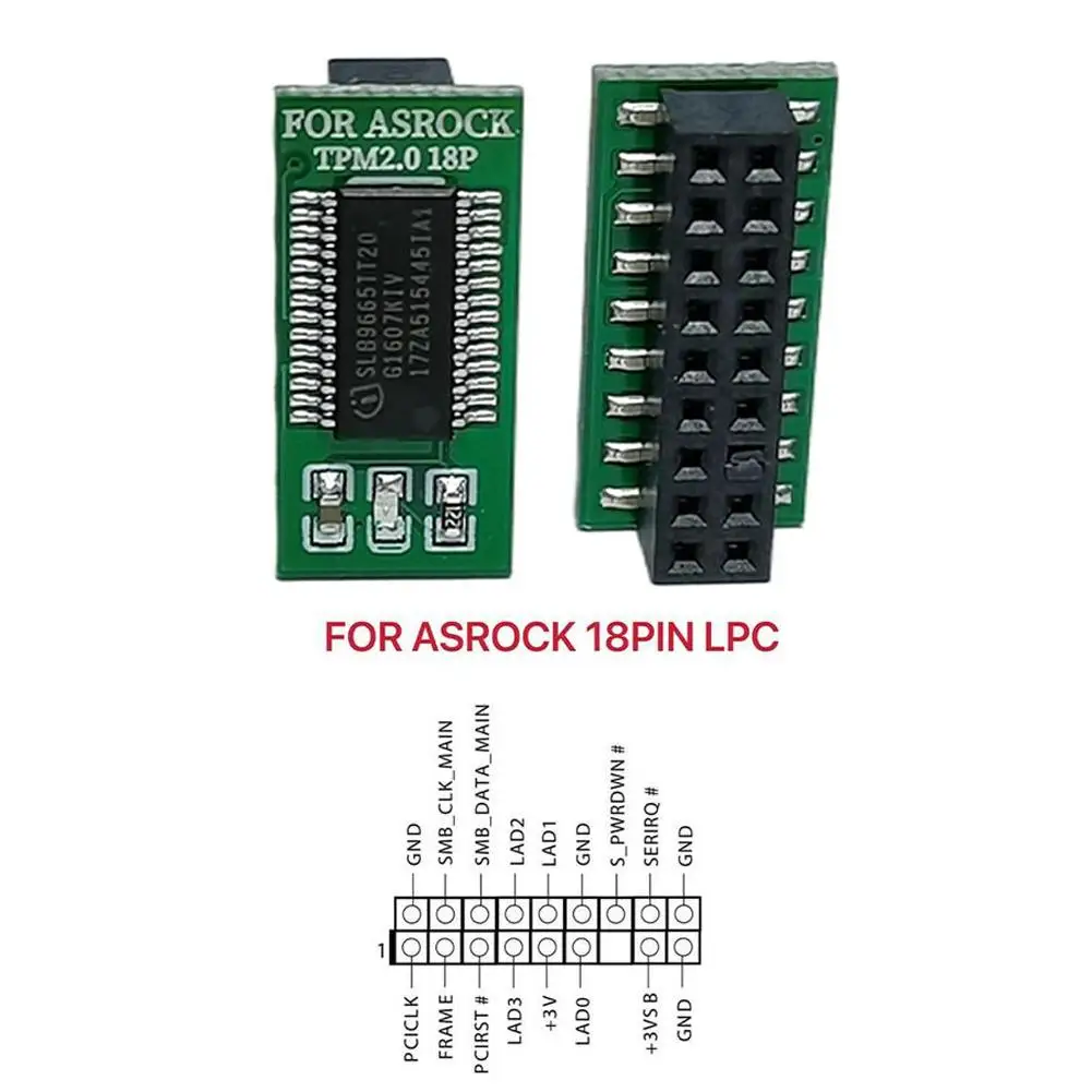 1pcs TPM 2.0 Module 12/14/18/20PIN Encryption Security Module Remote Card Replacement for ASUS ASRock MSI ASRock GIGABYTE LPC