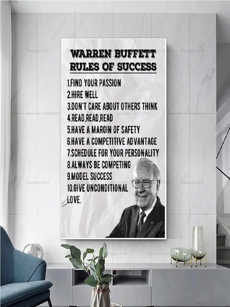 Warren Buffett Quotes Poster  Inspirational Wall Art for Home Decor