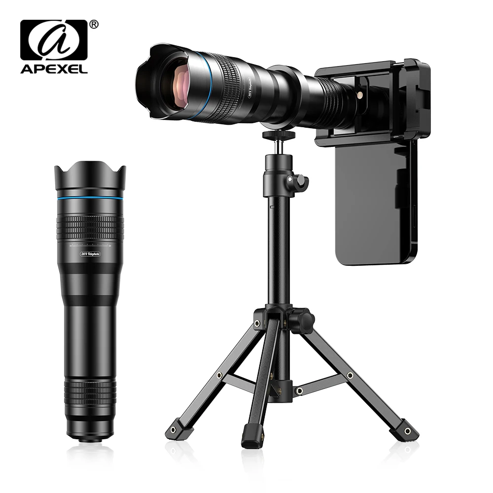 apexel-upgrade-36x-telescope-telephoto-lens-4k-hd-monocular-with-metal-tripod-universal-clip-for-bird-watching-travel-hunting
