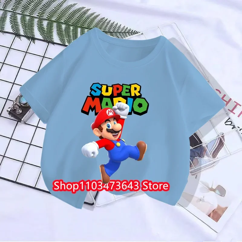 New Supers Marios T-shirt Kids Fashion Baby Boys Clothing Marios Bros.Kids Short Sleeve T-shirt set Tops Girls Casual 4-14 Years