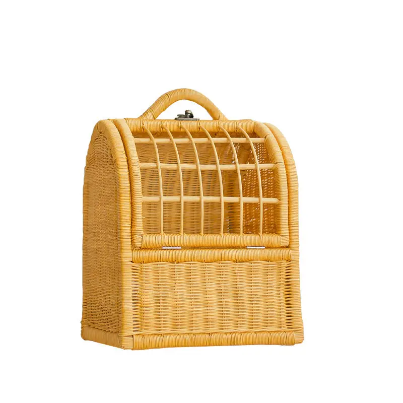 Rattan pet portable cat bag, portable, breathable and large-capacity one-shoulder oblique span bag, cat cage and dog