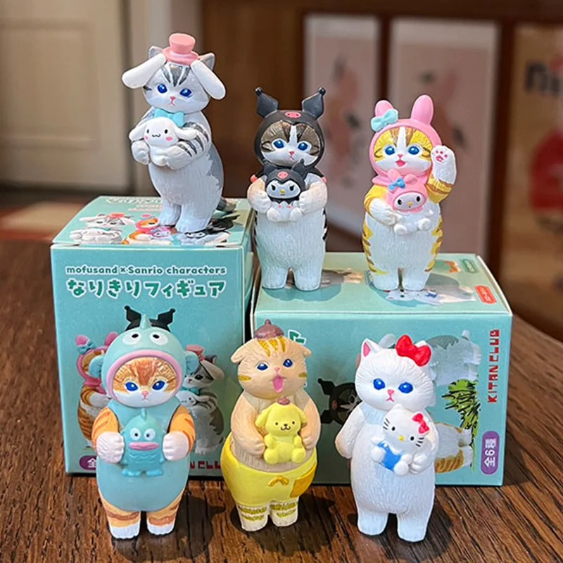 Mofusand Shark Cat Cos Sanrio Blind Box Kuromi Cinnamoroll My Melody Character Figures Toy Ornaments Dolls Fans Children Gift image 4