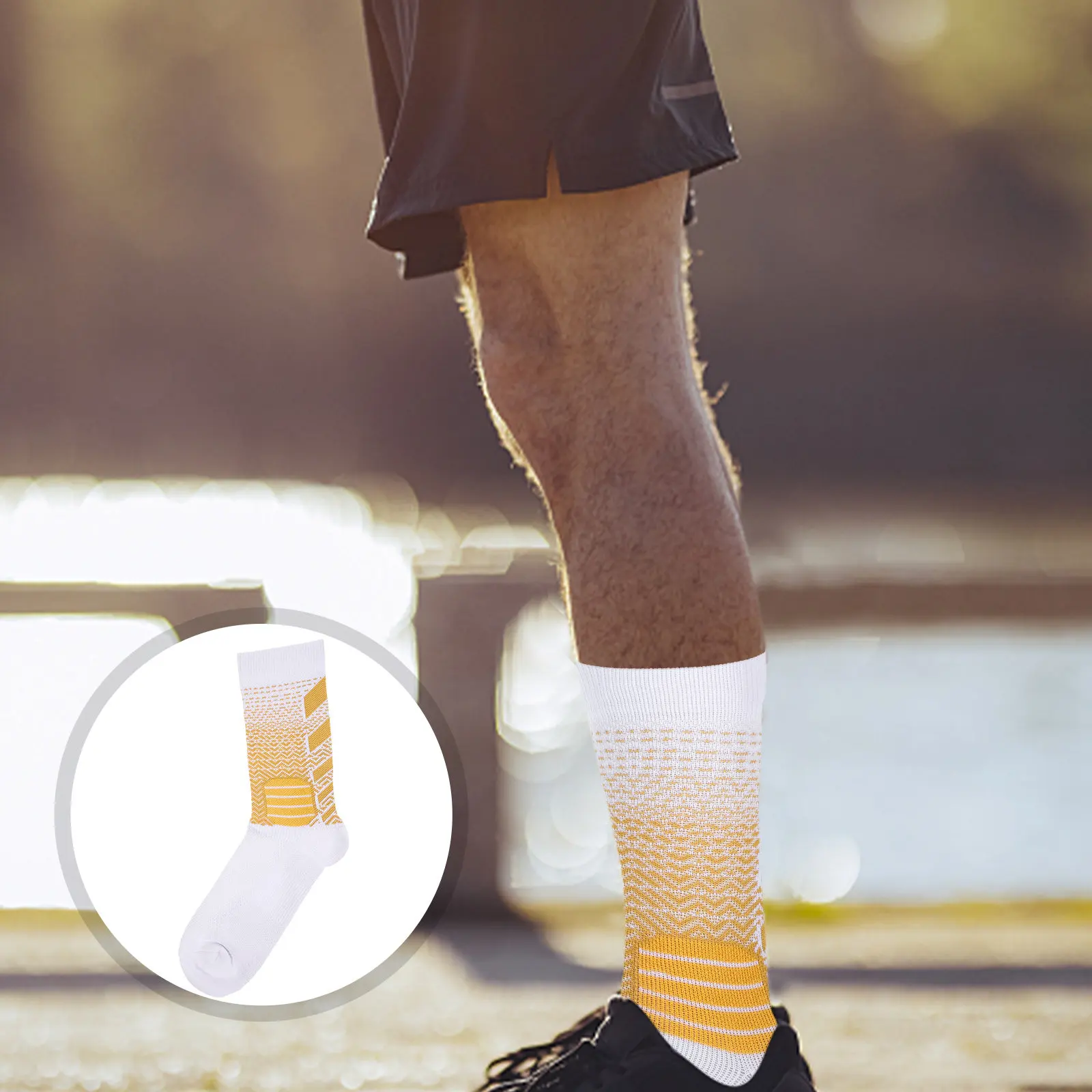 

1 пара утолщенных спортивных носков с амортизацией, дышащие, влагоотводящие, высокоэластичные, для мужчин, для баскетбола, бега и тренировок