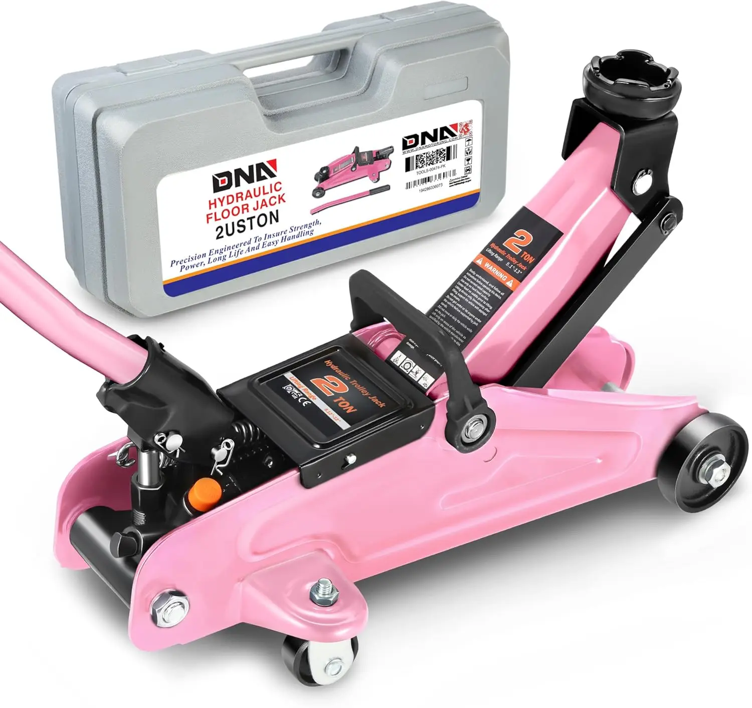 

Low Profile Hydraulic Trolley Service/Floor Jack, 2 Ton (4000 lbs) Capacity, Lifting Range 5.1"-13", Pink, TOOLS-00474-PK