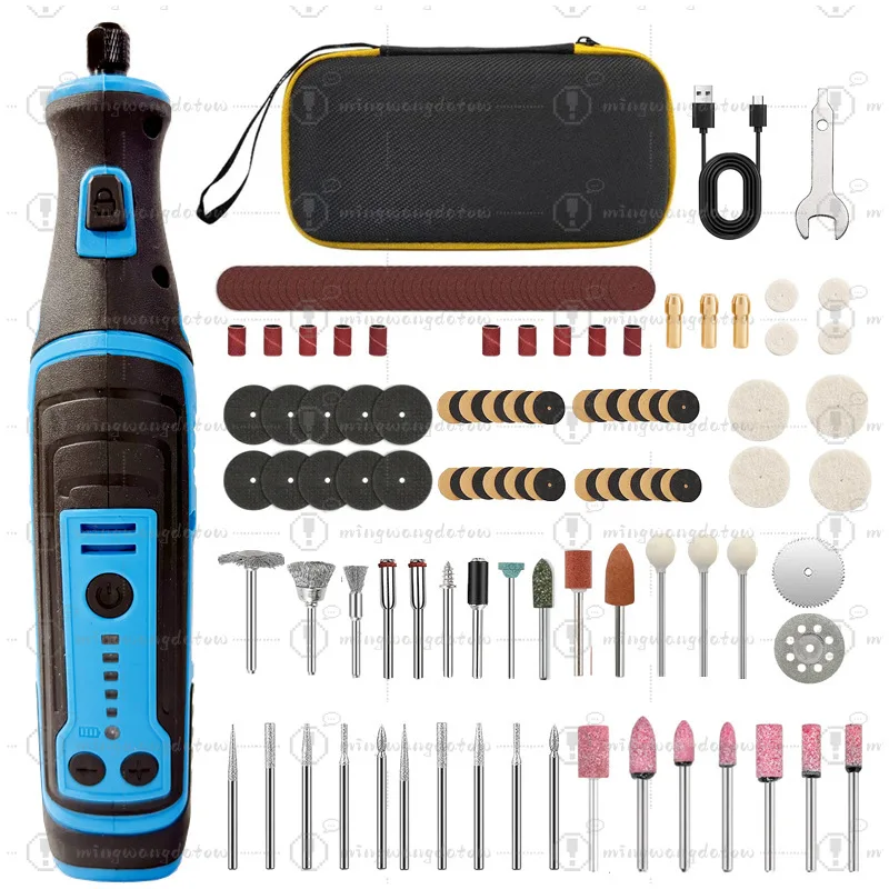8V Cordless Rotary Grinder, Handheld Adjustable Speed Lithium Battery Mini Drill DIY Polishing Engraving Power Tool