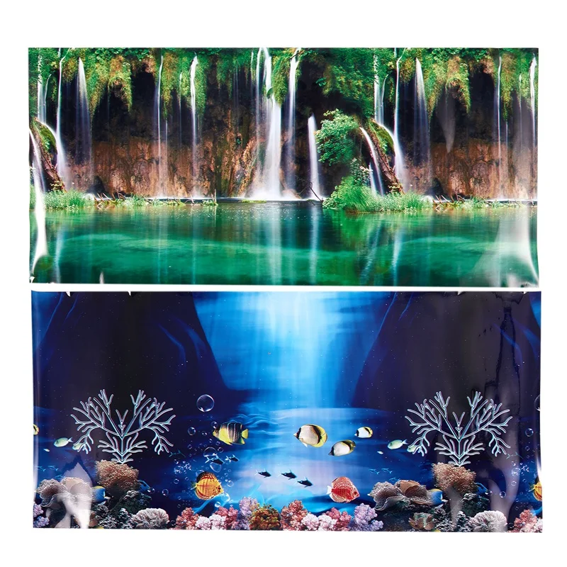 2 Poster Blue Fresh Sea Background Aquarium Ocean Landscape Poster Fish Tank Deco Objects