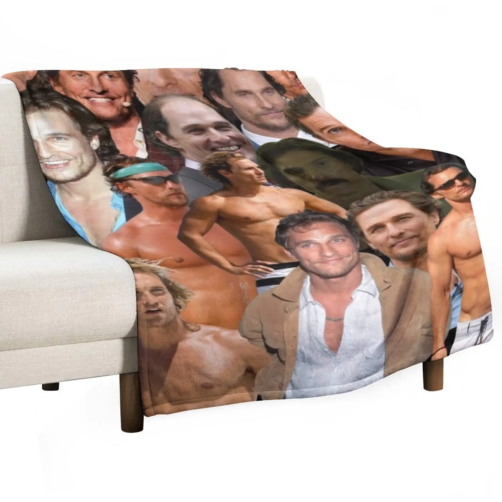 Matthew McConaughey photo collage Throw Blanket Flannel Fabric Moving Thermals For Travel Vintage Bed covers Kid'S Blankets