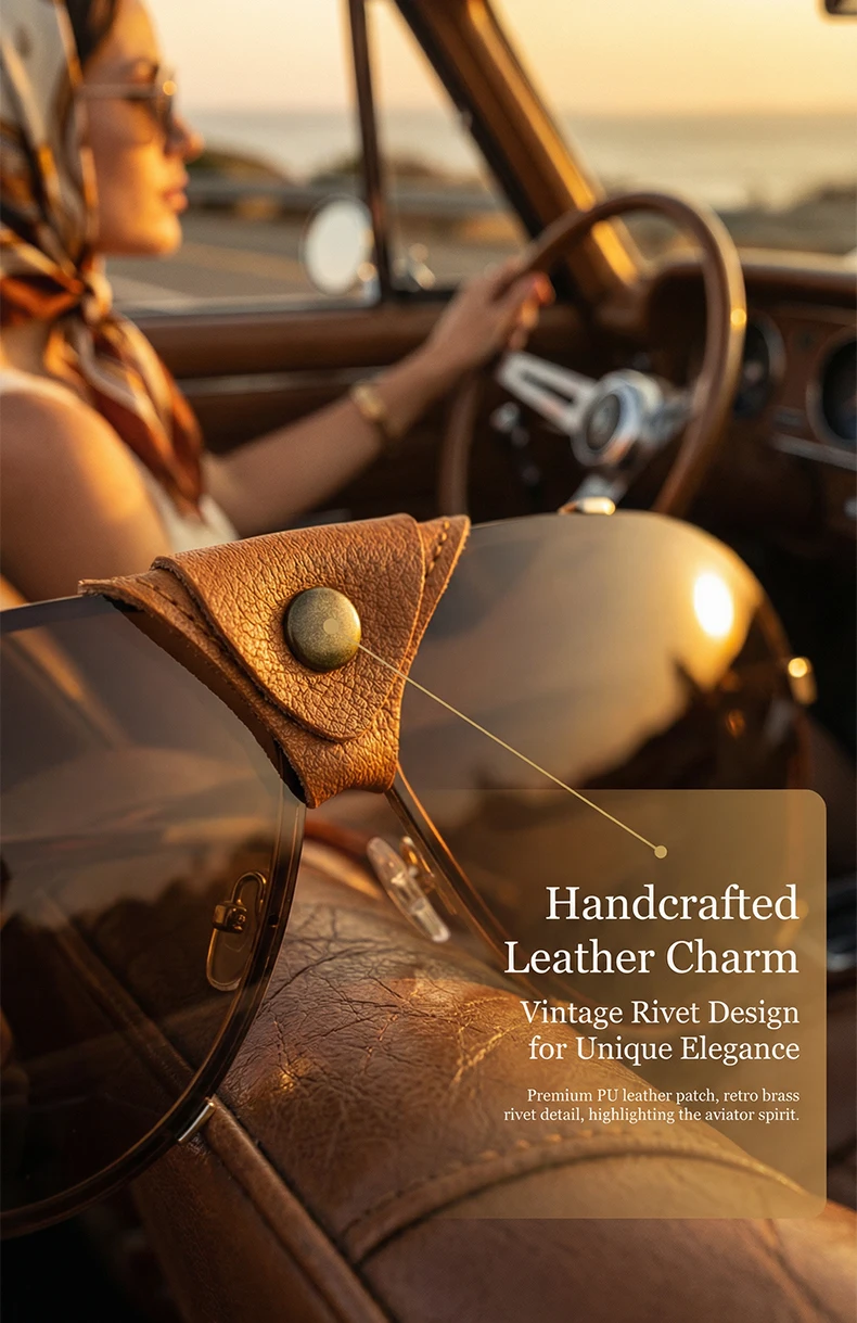 Steampunk Übergroße Vintage Piloten-Sonnenbrille für Damen 2026 Luxusmarke Ovale Shield-Brille Schutzbrille Fahrerbrille aus Leder – Detail 3
