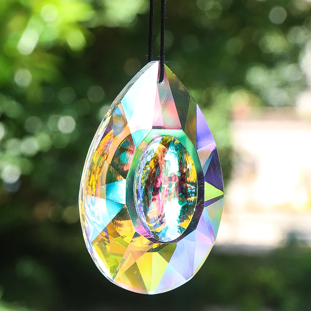 

75MM Rainbow Polished AB Color Angel Tear Dragon Eye Crystal Pendant Laser Faceted Prism Glass Aurora Suncatcher Chandelier Part