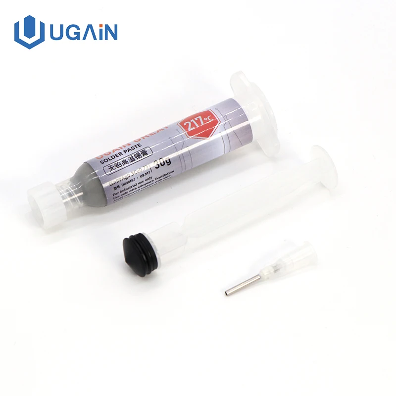 Ugain 138/158/183/217 ℃ Solder Paste Syringe Flux SMD BGA IC PCB Needle Tube Tin Cream Mainboard Middle Frame Welding Repair