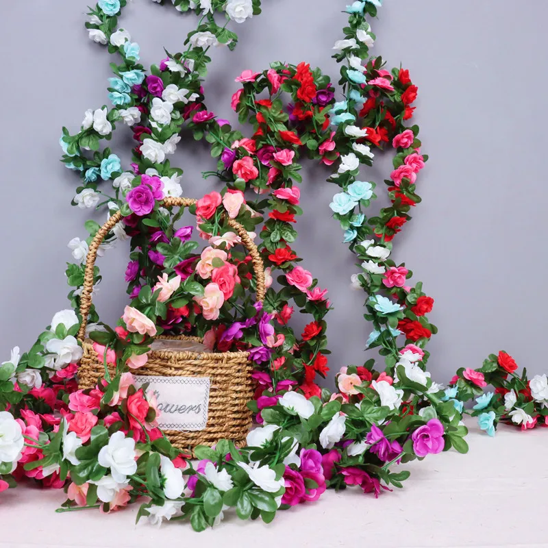 

45 Heads Rose Flower Rattan Spring Simulation Flower Rattan Decoration Artificial Flower Rattan Pipe Shade Wedding Party