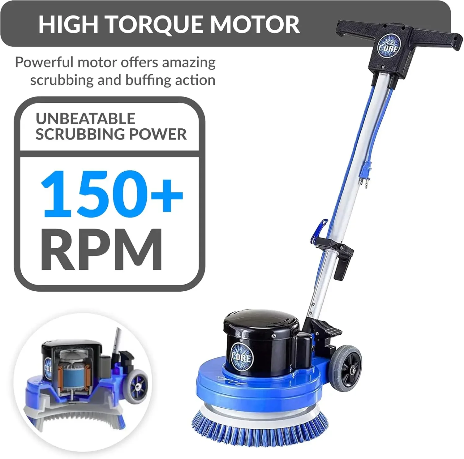 Core 13 inch Electric Floor Buffer Scrubber and Polisher Machine - All Floor Surfaces