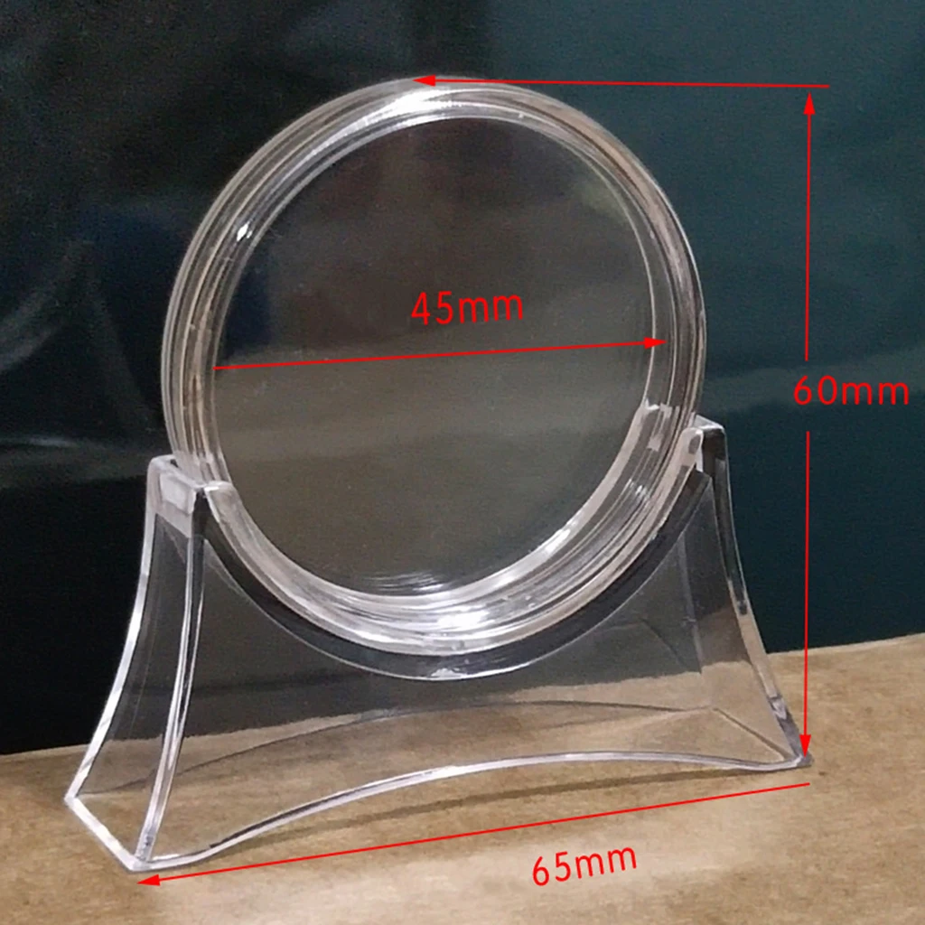 5Pcs 45mm Challenge Coin Holder Display Stand Transparent Round Coin Capsule Case with Base for Coin Collection Storage