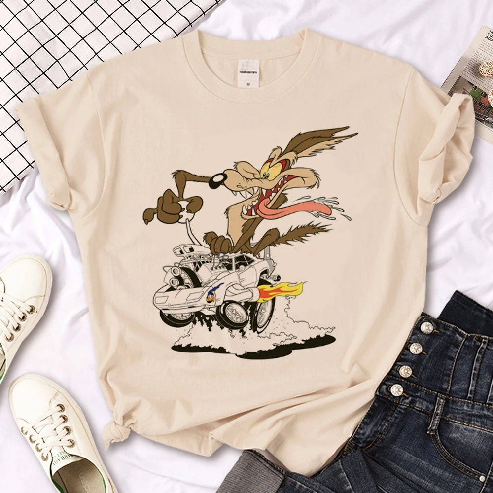 Wile e Coyote t shirt kobiety grafika koszulka dziewczyna śmieszne japońskie ubrania anime