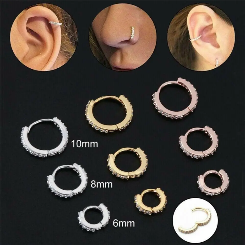 

Fashion Round Cubic Zircon Nose Ring for Women Copper Earring Nose Septum Cartilage Helix Piercing Body Jewelry