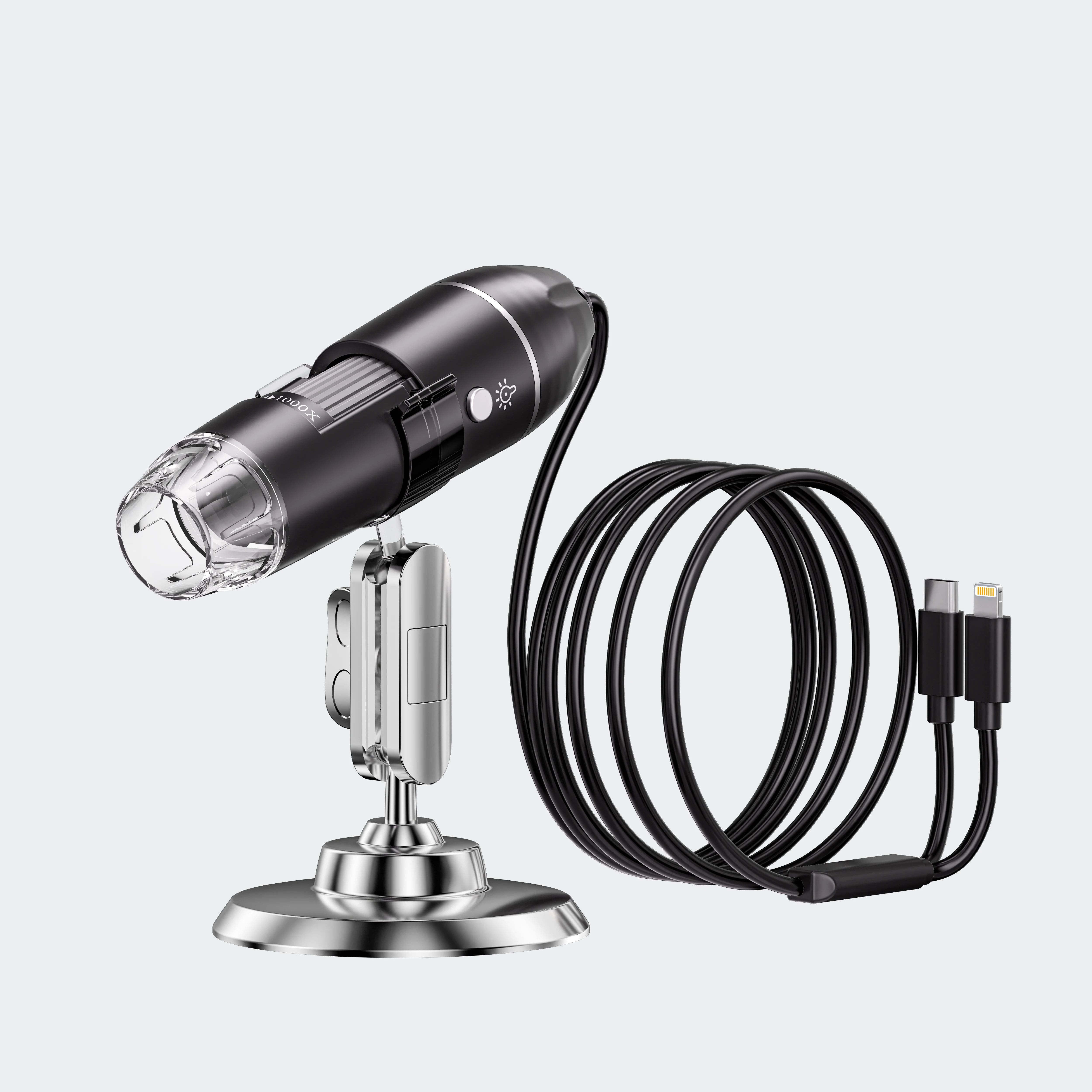 ANESOK321-P 2 In 1 Usb Digital Microscope 8LED 0-40mm Type-c Portable Phone Microscope HD USB for Mobile