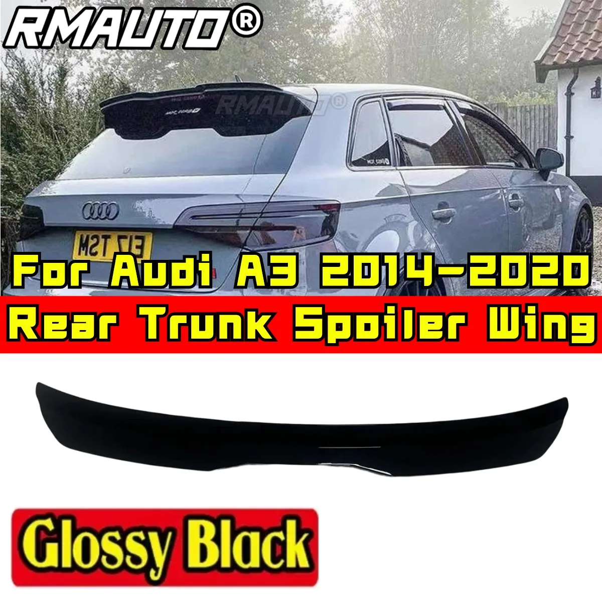 

Car Rear Roof Spoiler Body Kit Car Rear Spoiler Wing For A3 Sportback 8P 2014-2020 Car Accessories Rear Roof Spoiler Body Kit