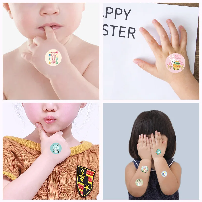 100-500 Buah Stiker Paskah Lucu Stiker Kelinci Hadiah Penyegelan Label Paket Kue DIY Kotak Pembungkus Anak-anak Hadiah Tas Dekorasi