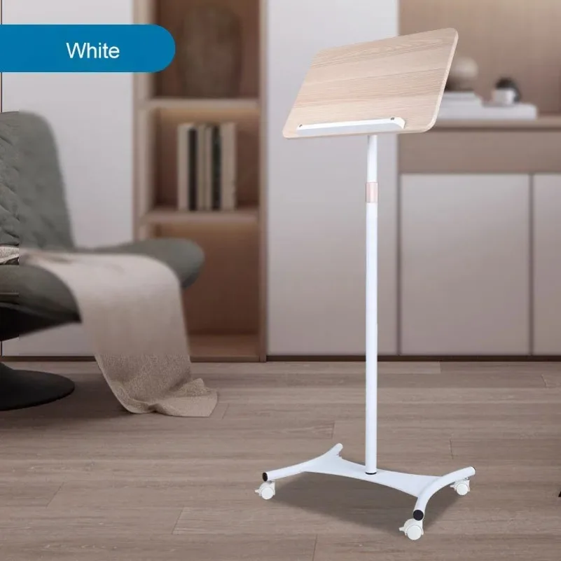 floor-desk-stand-with-page-speaker-adjustable-height-reading-wheel-and-wooden-tripod-for-mobile-music-tablet