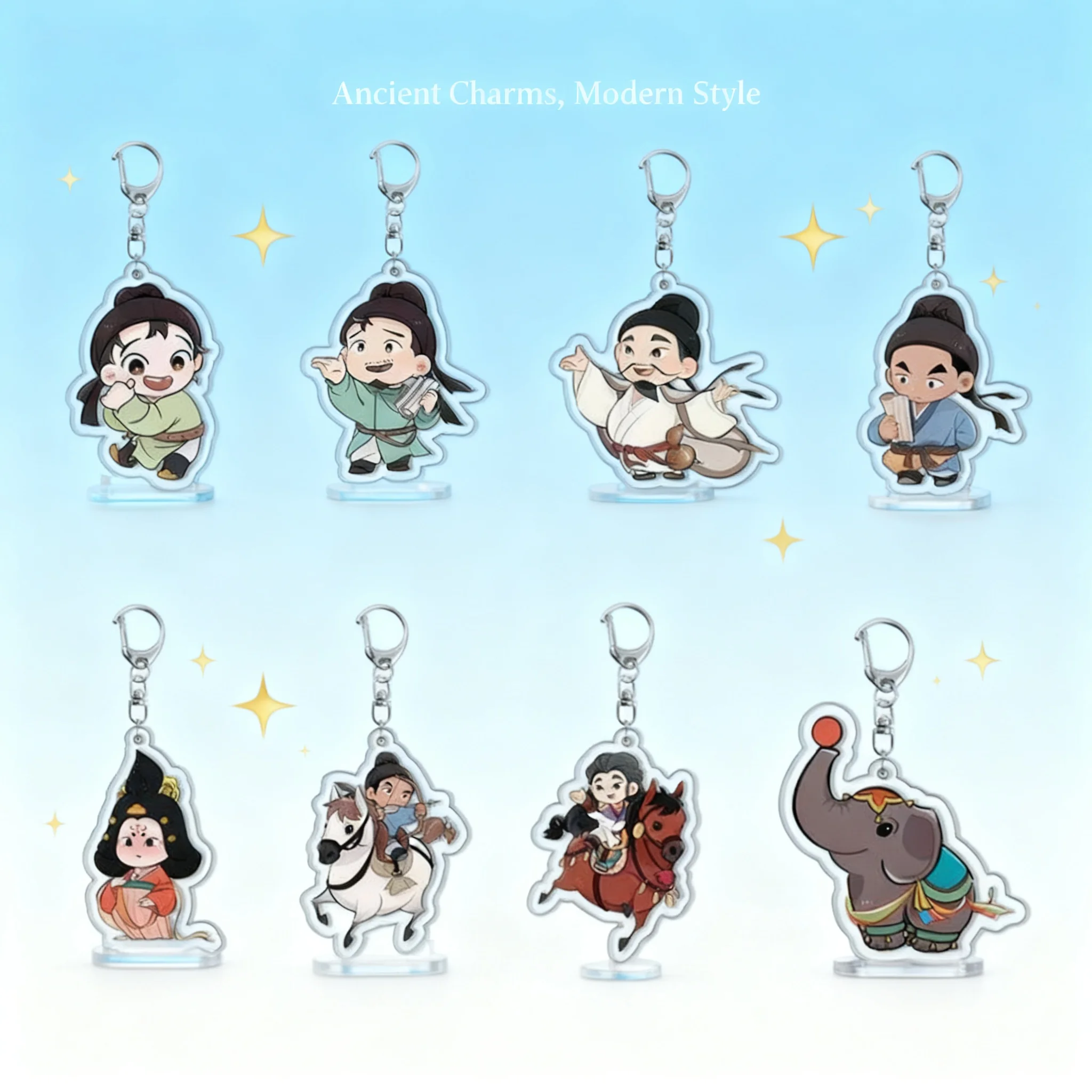 

Chang An San Wan Li Acrylic Anime Keychain Li Bai Du Fu Gao Shi Transparent Pendant Souvenir Gift for Fans Collectors