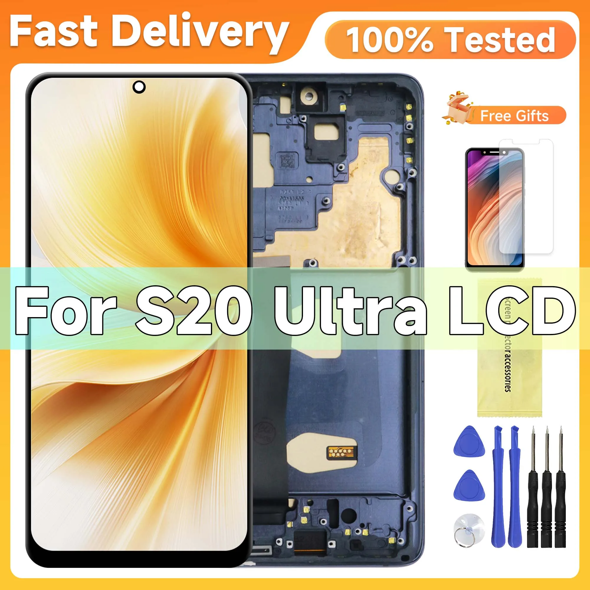 tft-s20-ultra-display-screen-assembly-for-samsung-galaxy-s20-ultra-5g-g988-g988u-lcd-display-digital-touch-screen-with-frame