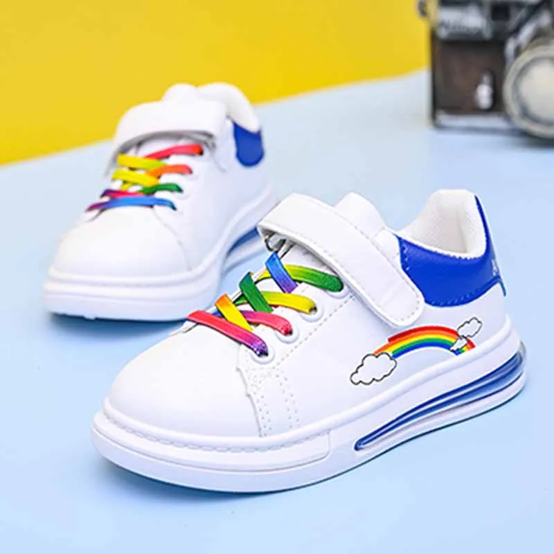 Children\'s Cute Rainbow Sports Shoes Girls\' Spring Autumn Casual Breathable Small White Shoes Korean Style Trend Board Shoes