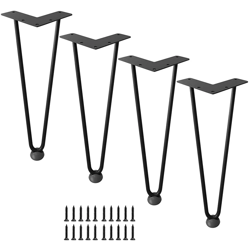 

8Inch Hairpin Legs Metal Table Legs Rubber Floor Protectors Included For Nightstand Sofa Bench