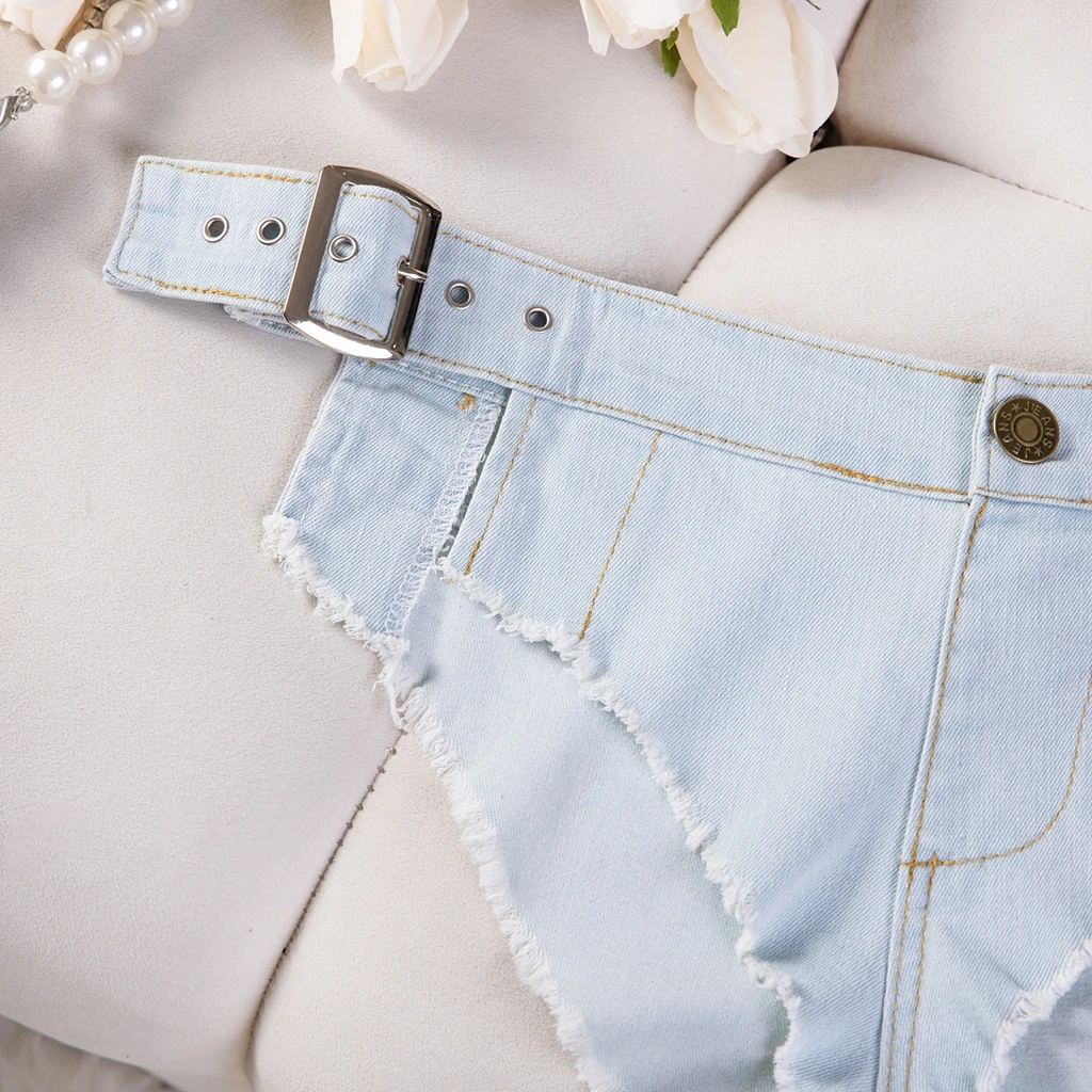 шорты y2k New Stylish Low-Waist Slimming plus Size Elastic Summer Denim Shorts for Women Trendy Sexy High Waist Flared Jeans view 3