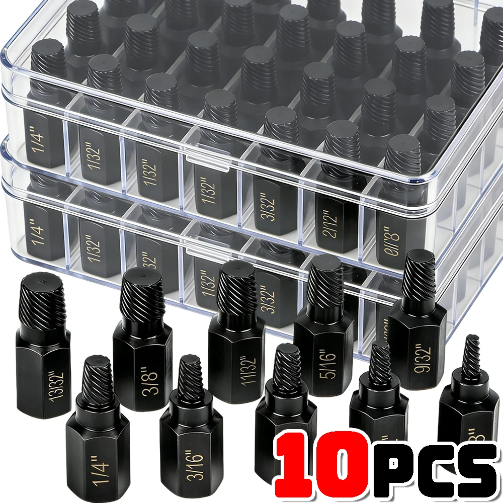 

10x Screw Extractor Kit Hex Head Easy Out Stripped Fastener Tool for Removing Rusted Damaged Studs Bolts Screws Nuts