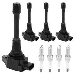 4 PCS Ignition Coil&Double Iridium Spark Plug 22448JA00C UF-549 For 2007-2019 Nissan Infiniti Altima Versa Sentra Cube NV200 M56