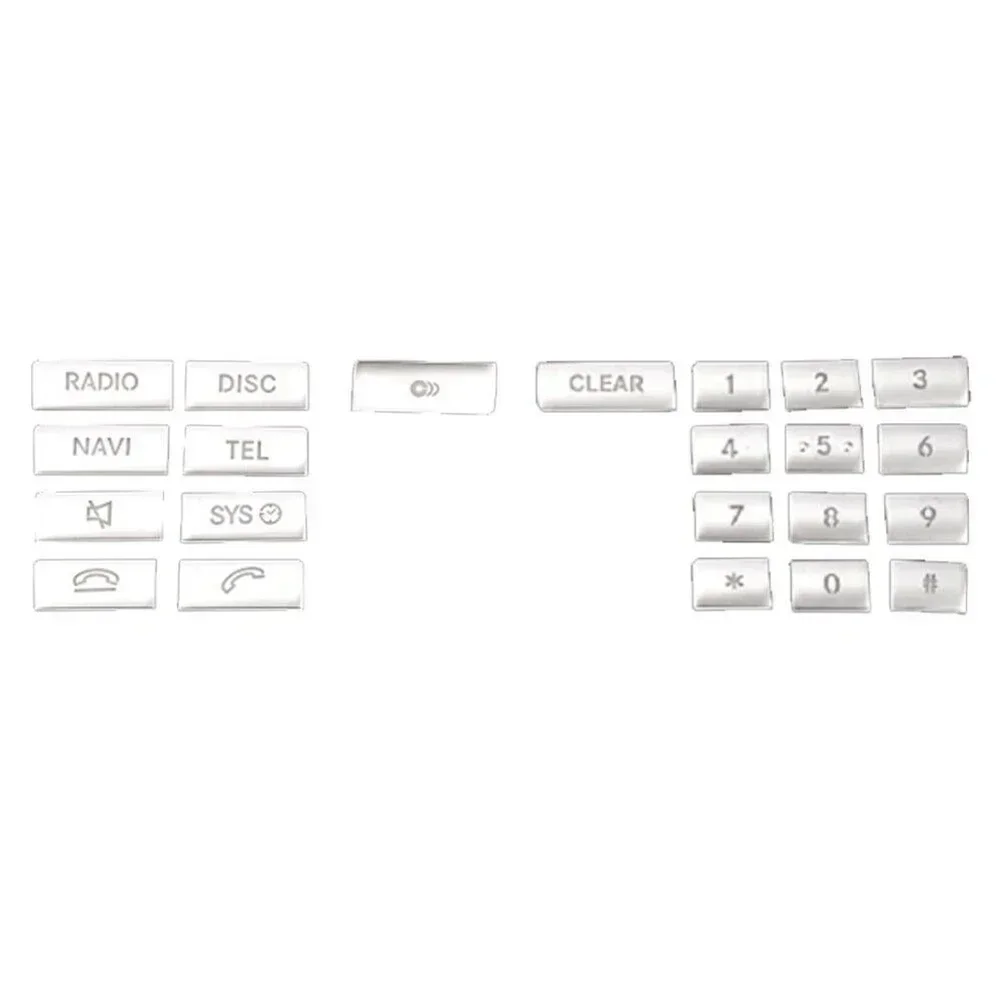 

22 X Auto Center Console CD Numbers Button Cover Trim Stickers For Mercedes For Benz W204 W212 C218 GLK X204 Silver Chrome Part