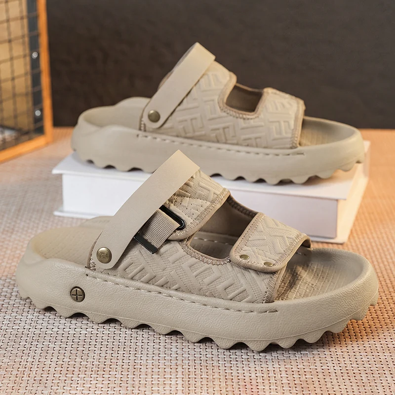 Men's Casual Beach Shoes Summer Soft-Sole Light Breathable Anti-Slip Comfort Outdoor Double-Use Sports Walking Quick-Dry Sandals