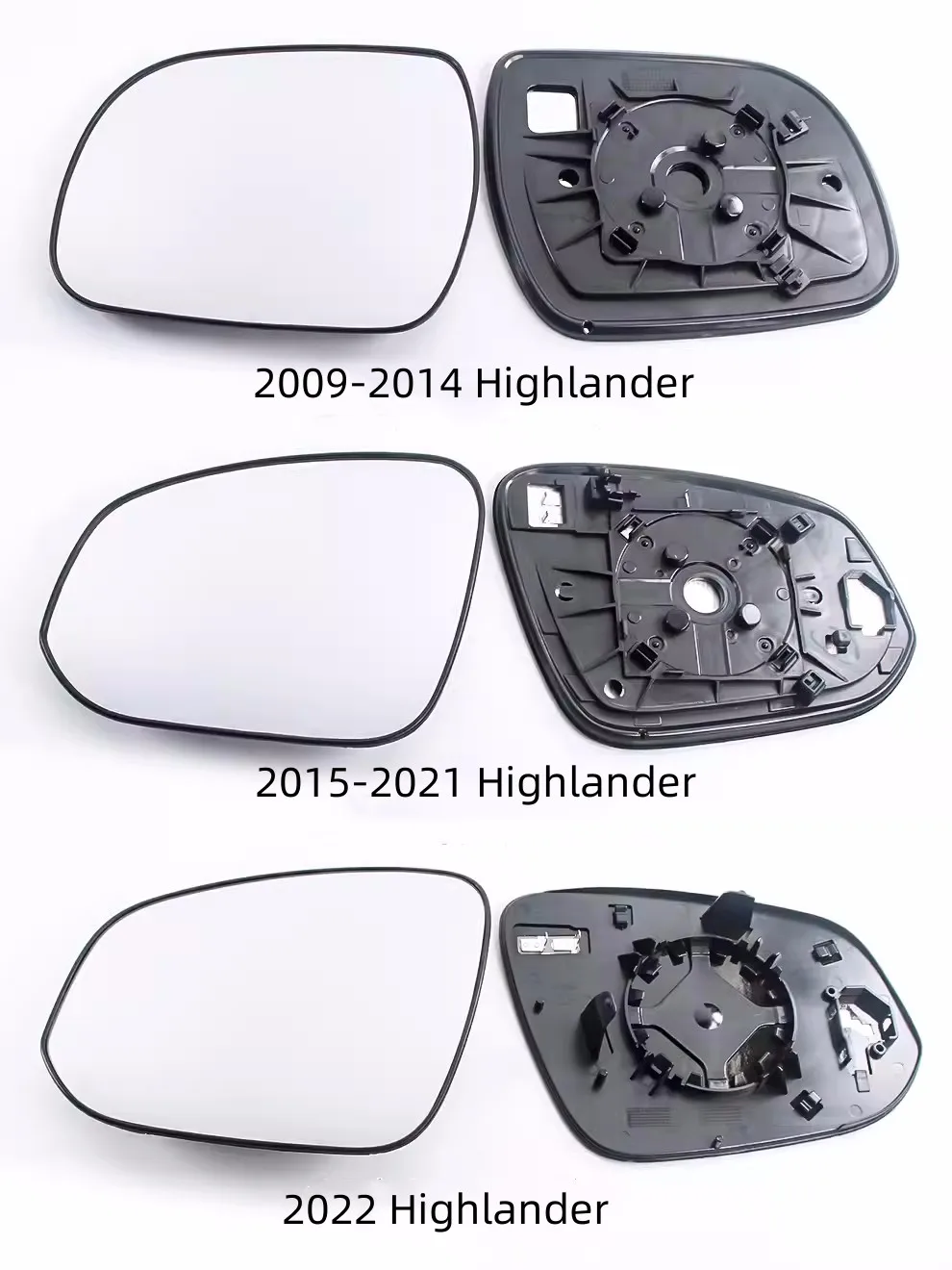 

For Toyota Highlander 2009-2022 Rearview Side Mirror Lens Reversing Mirror Lens Reflector Glass