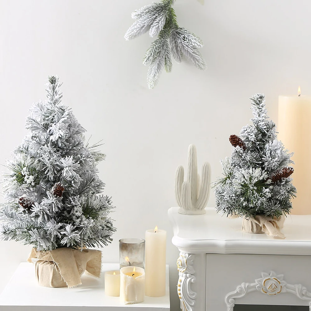 Arbre de Noël Floqué avec Neige Simulée, Décoration de Noël DIY pour la Maison, Ornement de Table Queue de Comptoir de Fenêtre, 30 cm, 40 cm, 50 cm, 60cm