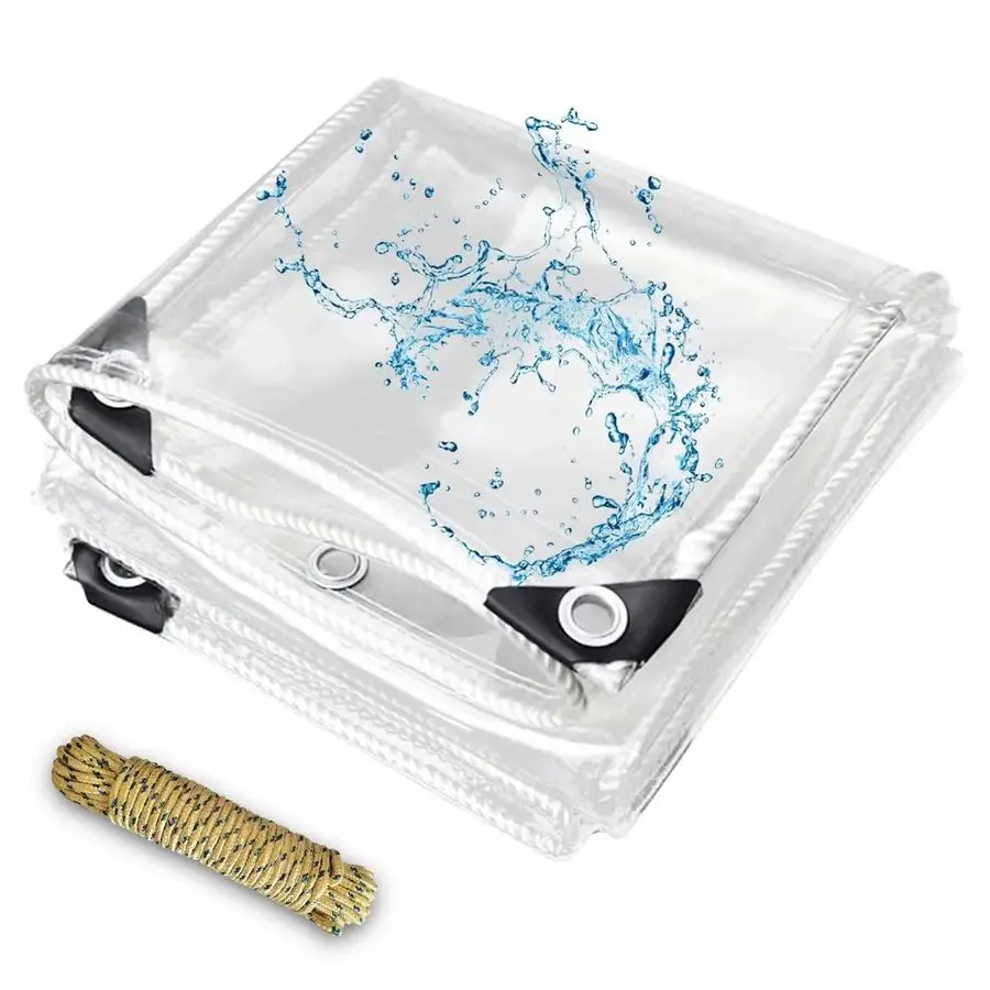 

10 прозрачных виниловых тентов, ПВХ-пленка 14 мил, прозрачные тенты с люверсами, сверхпрочные, устойчивые к разрывам покрытия для кемпинга, растений и овощей