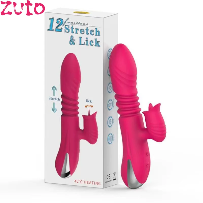 Consolador vibrador femenino con calefacción y lengua retráctil para lamer el clítoris, estimulador del punto G, productos para adultos, Juguetes sexuales