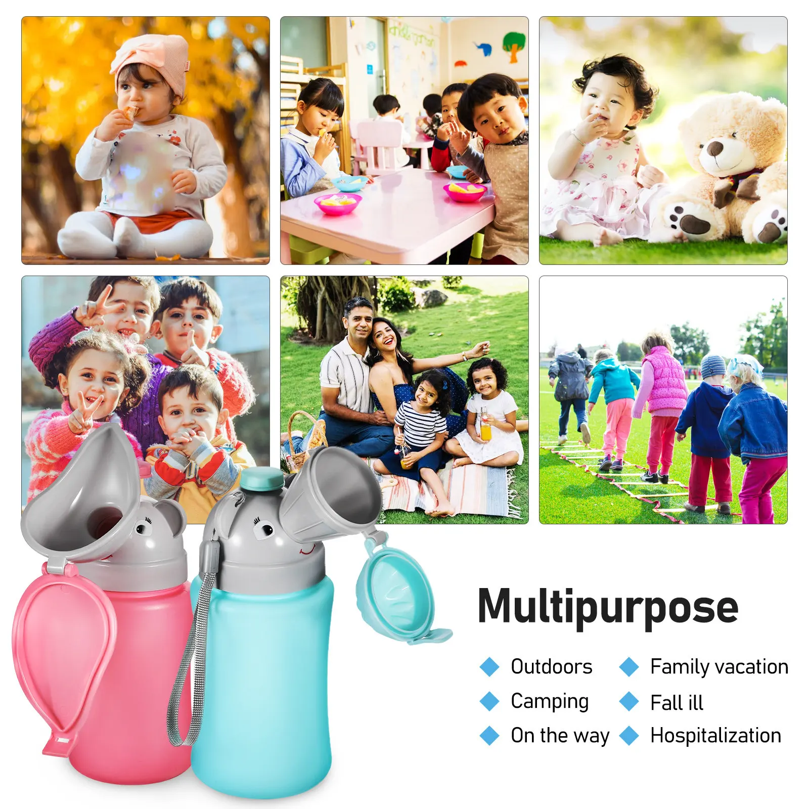 

2 портативных писсуара для малышей, дорожный горшок, бутылка для приучения к туалету, аварийный туалет для использования в автомобиле, на улице, в саду