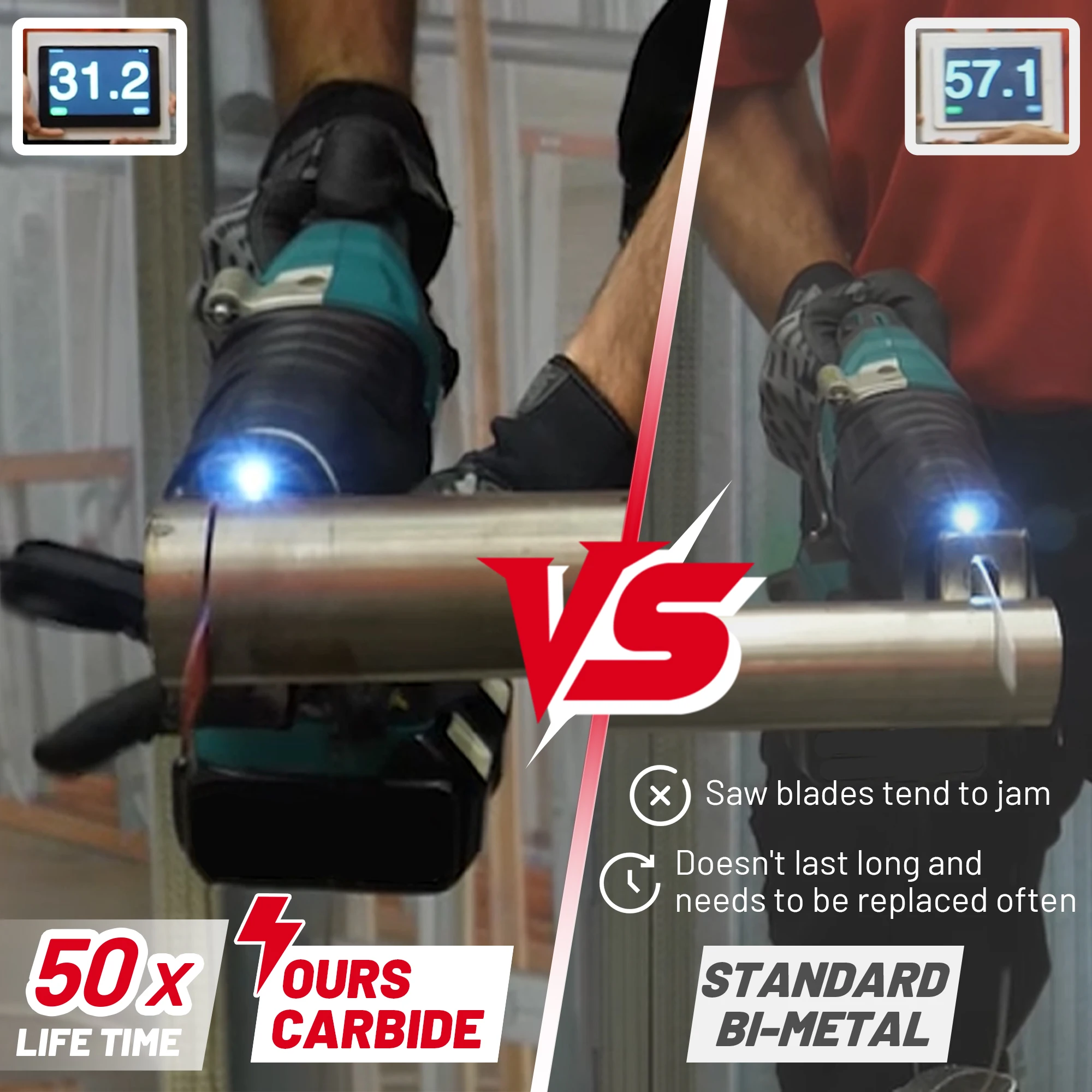 EZARC 1pc Lama per sega alternativa in metallo duro da 9 pollici Lama per sega a sciabola di resistenza 8TPI per metallo spesso, ghisa, taglio in acciaio legato