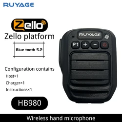 Ruayge-Talkie Walperforé PTT, batterie 1000mAh, microphone Bluetooth sans fil pour iPhone et téléphone Android, application Zello, ZL20, ZL50, ZL60