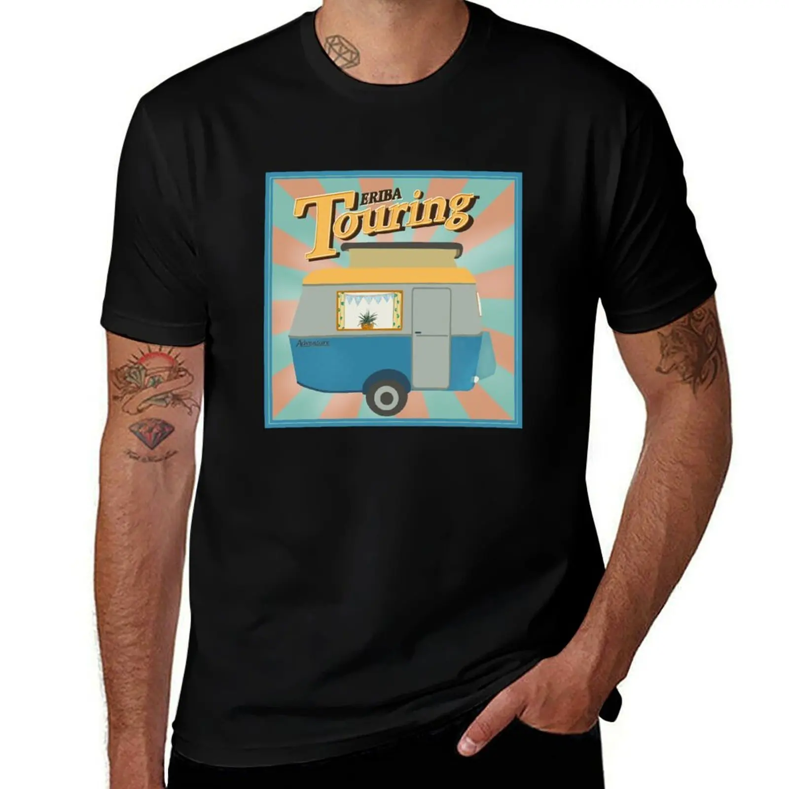 Vintage Touring Caravan Adventure T-Shirt Basic Comfort Fit T-Shirt for Men