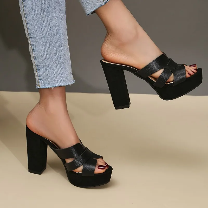2025 Summer New Style Women's Shoes High Heel Platform Versatile Material Round Toe Neutral Design Женские Новые Туфли view 4