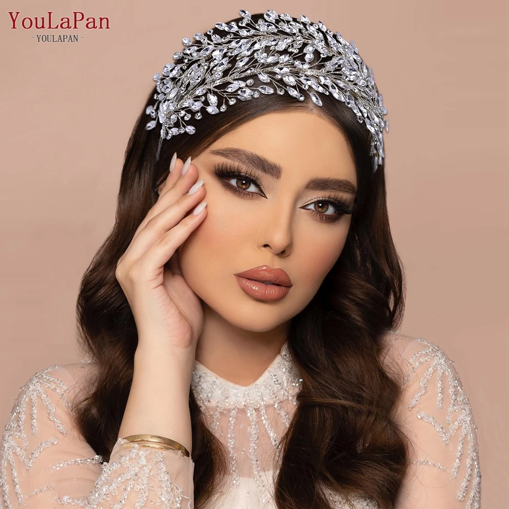 

YouLaPan Bridal Tiara Rhinestone Wedding Headband Wedding Bride Hair Accessories Girl Hair Hoop Bridesmaid Woman Headdress HP588