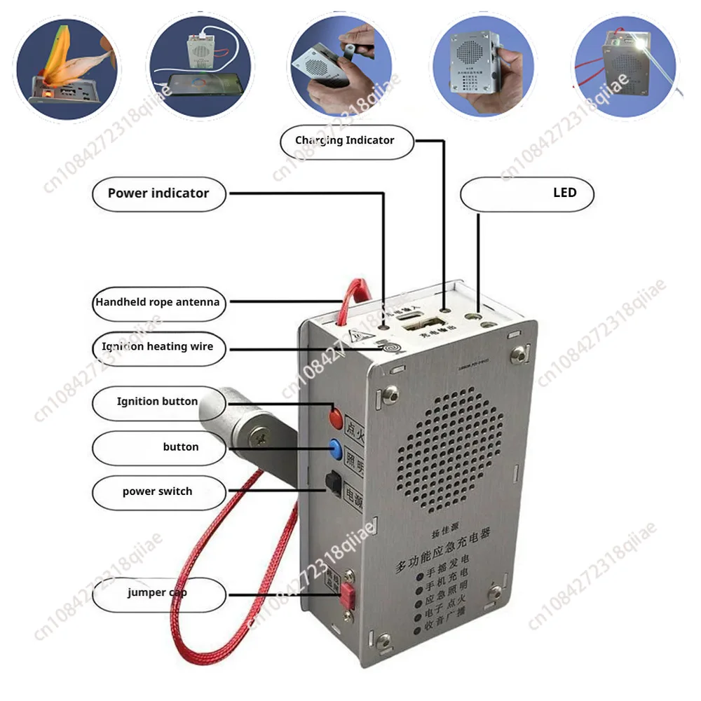 Hand-crank generator - 5v emergency power bank for phones - portable outdoor power supply for camping, wilderness lighting