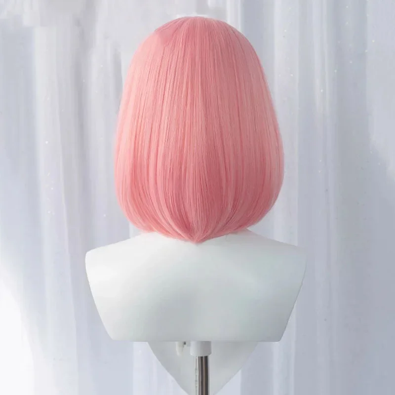 Anime Haruno Sakura Cosplay Traje Perucas, Cabelo curto estilo rosa, Resistente ao calor